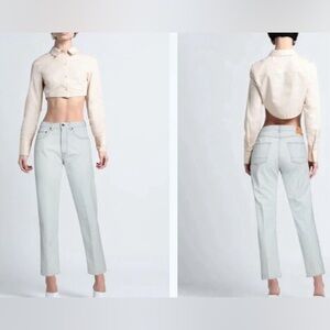 Golden goose jolly leg cropped straight jean light wash size 27